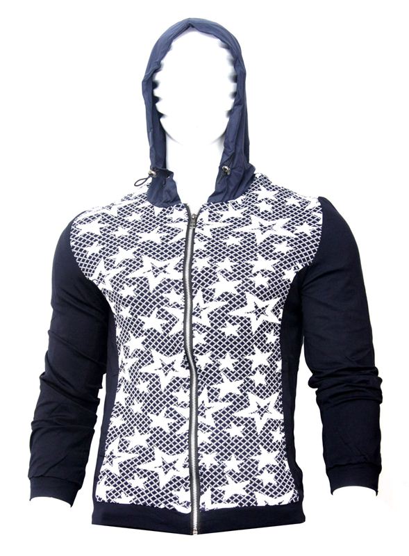 Star-print-Hooded-Jacket (L)