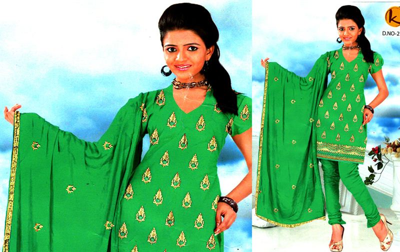Kavita Fashion Cotton Kurtha Piece With Thread Embroidery & Swarvoski Work (16SU255)
