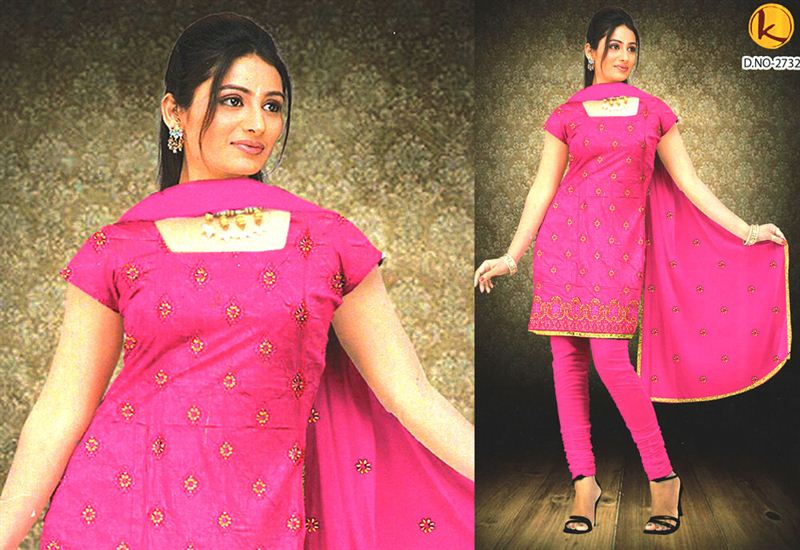 Kavita Fashion Glazed Cotton Kurtha Piece With Thread & Zari Embroidery Work (16SU267)