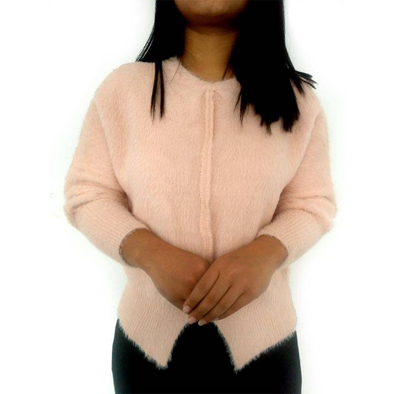 Pink Fuzzy Wool-blend Women’s Sweater