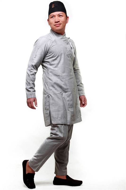 Dark Grey Simple Daura Suruwal