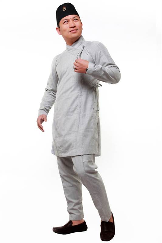 Light Grey Simple Daura Suruwal