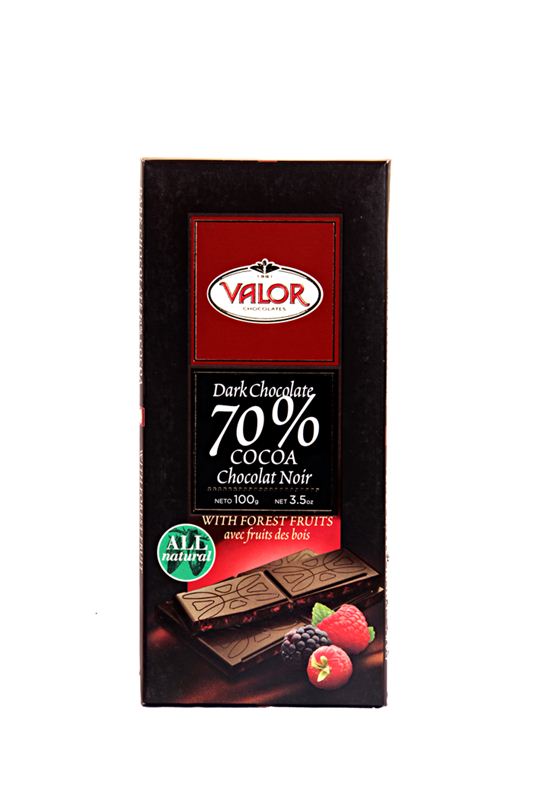 Valor Dark Chocolate 70% Cocoa Chocolat Noir with Forest Fruits (100 gm)