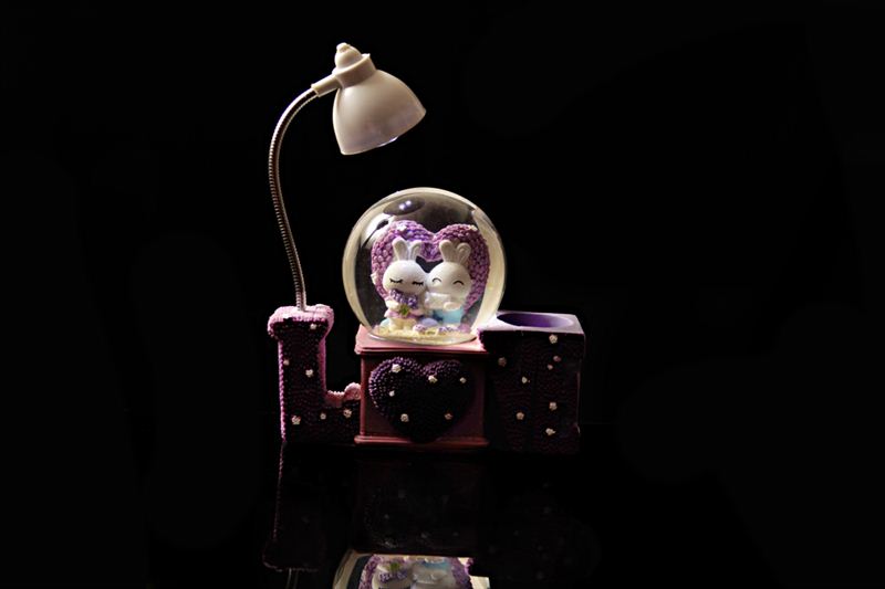 Cute Bunny Couple Light Globe Show Piece (21803)