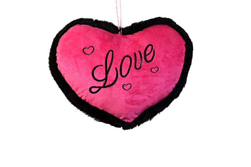 Black Bordered Pink Heart Love Cushion (27)