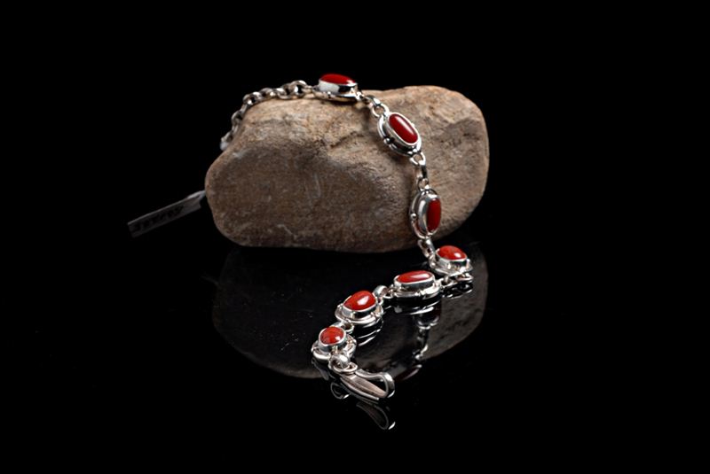 Silver Coral Stone Bracelet