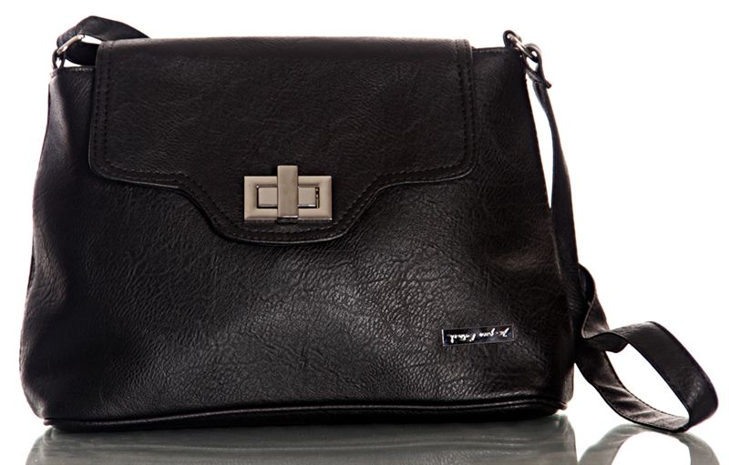 Faux Leather Black Sling Bag