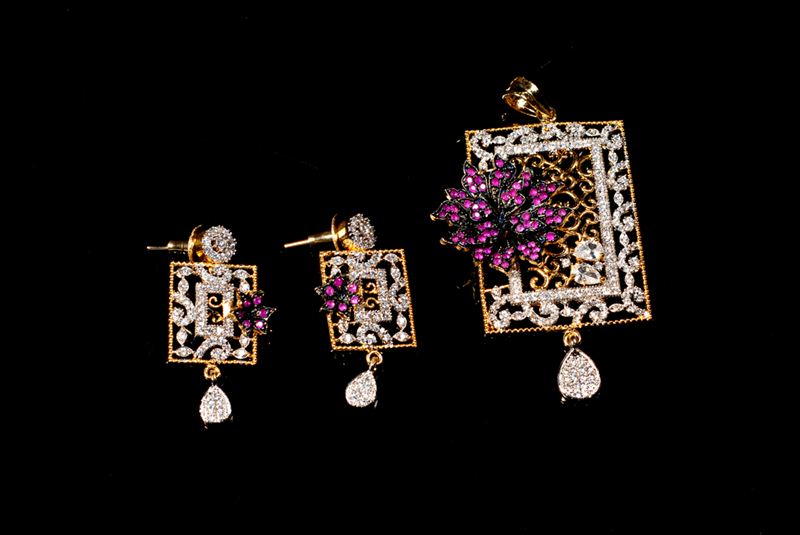 American diamond pendant and earring set 9