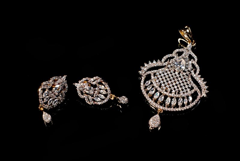 American diamond pendant and earring set 11