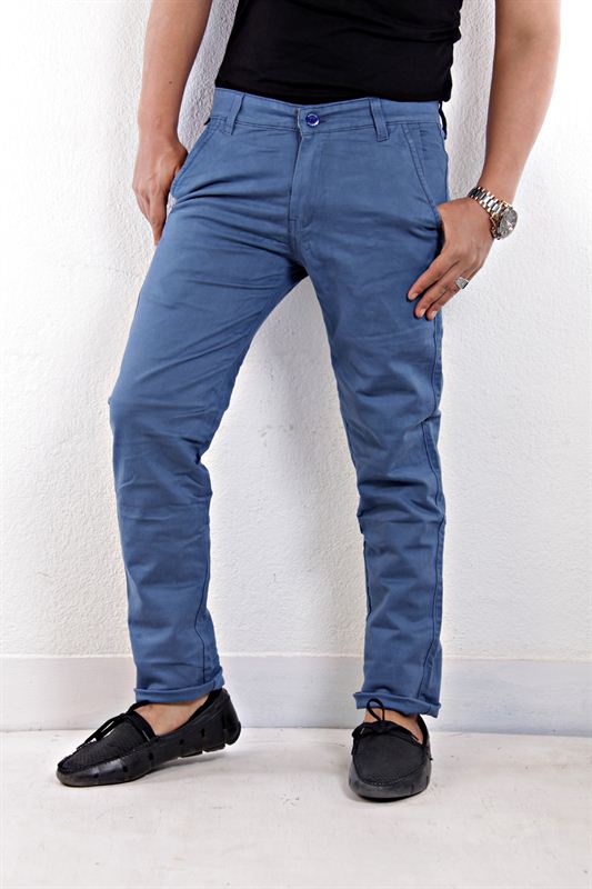 Blue Solid Slim Fit Club Wear Trouser(28)