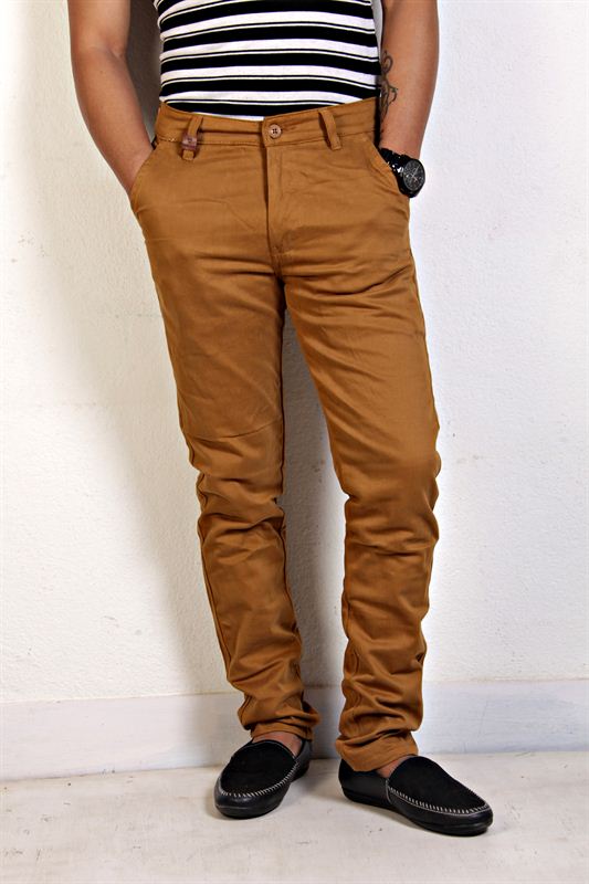 Brown Solid Slim Fit Club Wear Trouser(32)