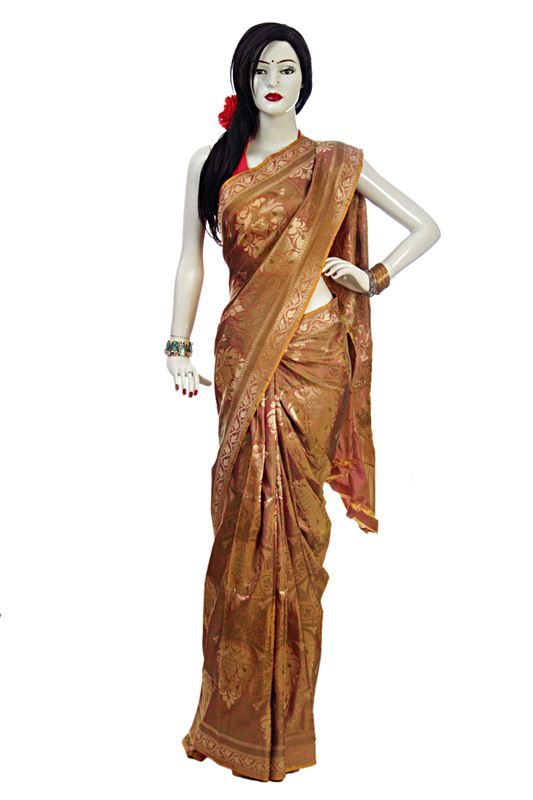 Golden Silk Saree With Blouse
