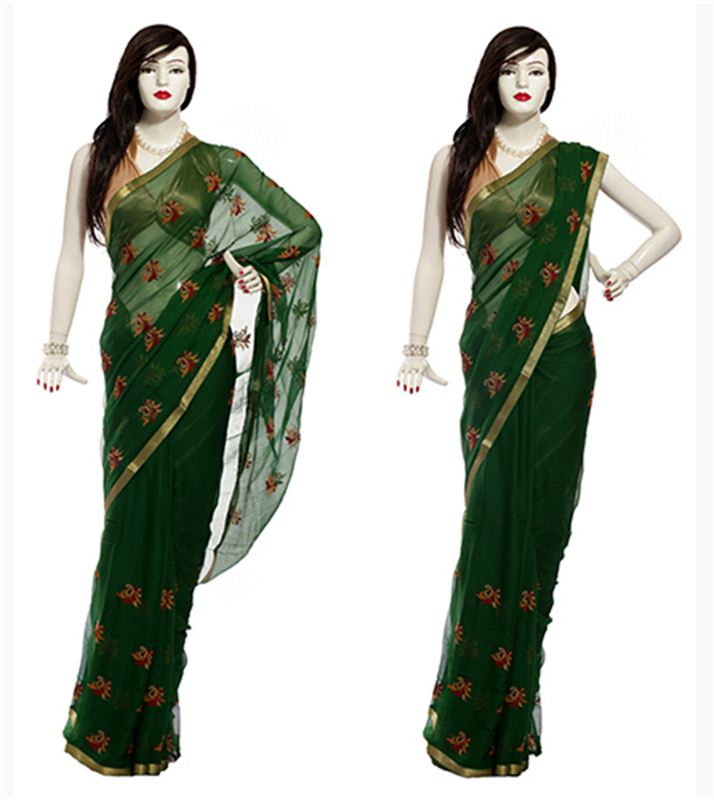 Green Chiffon Saree