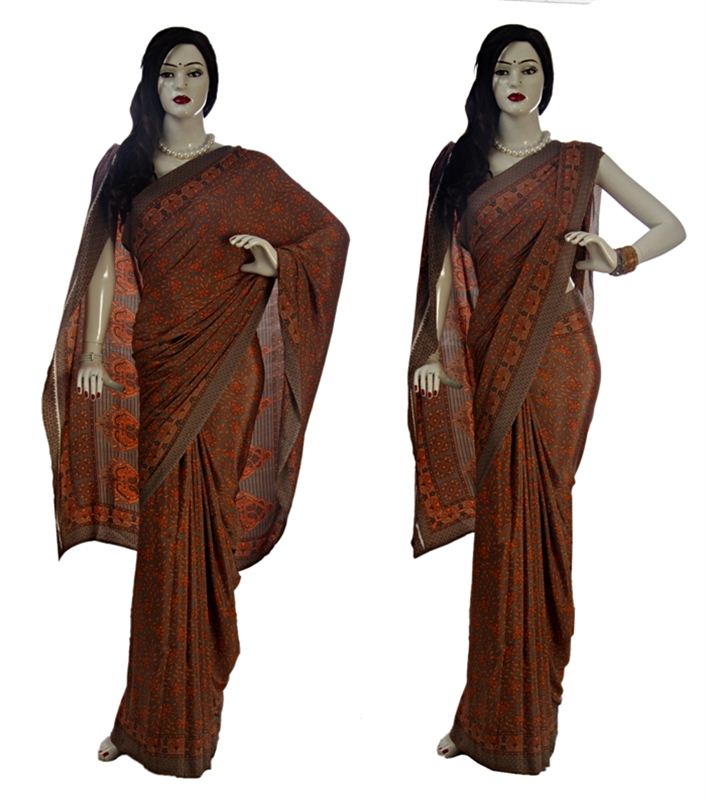 Printed crepe silk saree With Blouse piece