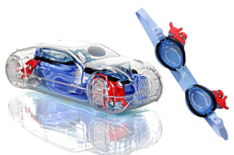 Spiderman swim goggles With Car Shape Box AF-2700-Lt Blue and Red