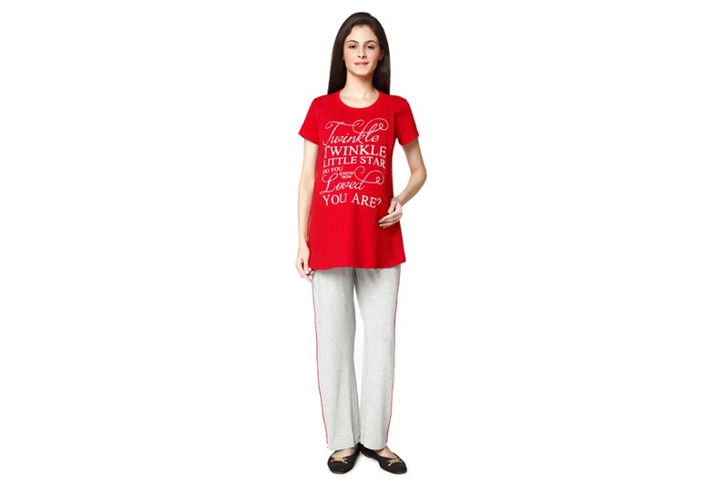 Nine Maternity pajama Sleepwear Set-Red