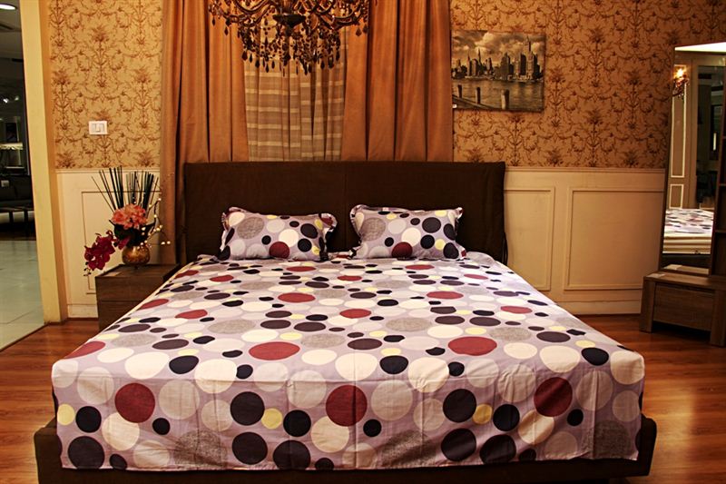 Polka Dot Printed Bed Sheet in Multi color-Single Bed Size