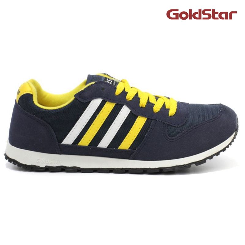 Goldstar 092 Navy Blue Sport Shoes For Men- Yellow/White