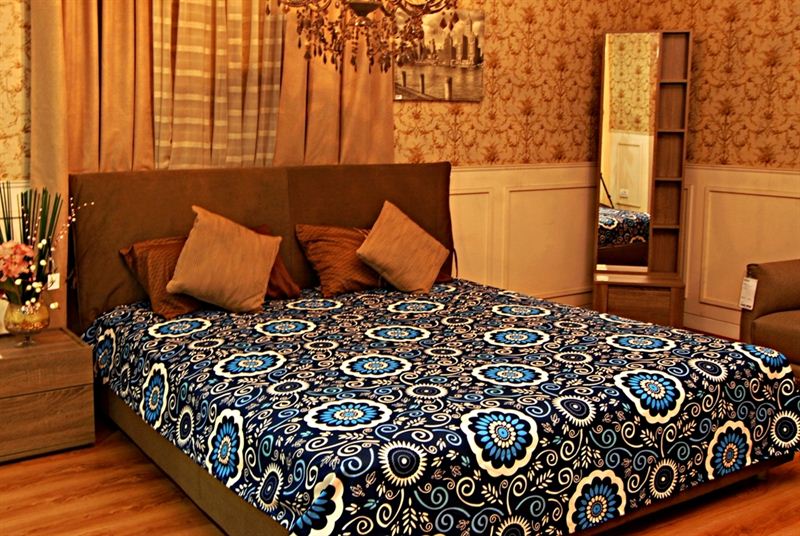 Blue Flower Printed Bedsheet With Pillow Cover