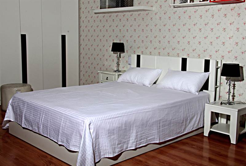 White Stripe Bedsheet With Pillow Cover