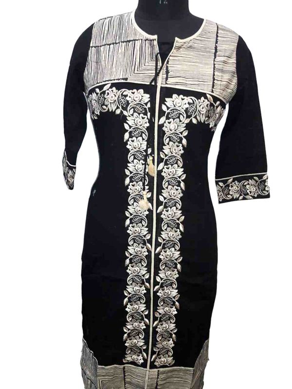 Black and White  with Floral Designs Kurta
