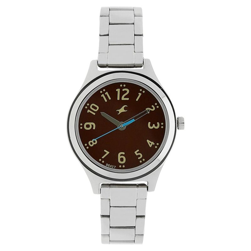 Fastrack Brown Dial Stainless Steel Strap Watch - 6152SM02