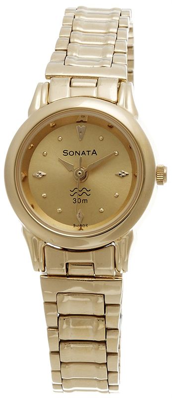 Sonata Analog Gold Dial Women's Watch - ND8925YM02J