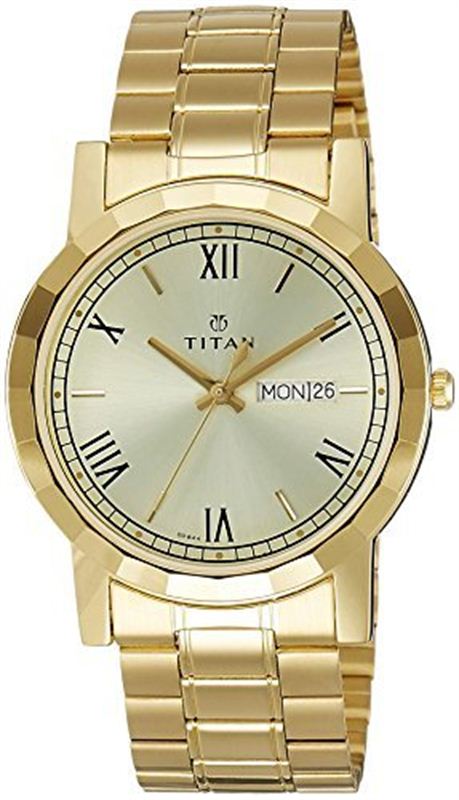 Titan Analog Gold Dial Men's Watch - 1644YM03