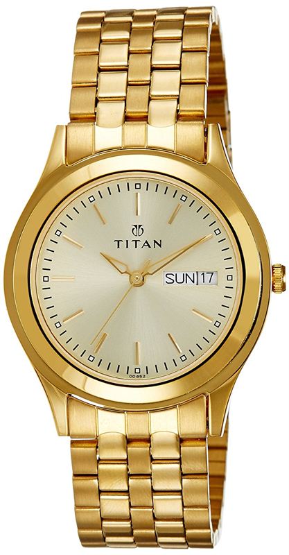 Titan Analog Gold Dial Men's Watch - 1648YM05
