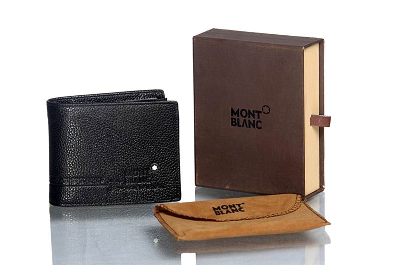 Grain Pattern Leather Wallet with Pouch - Black