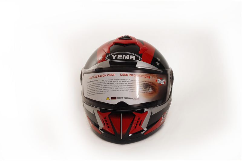 YEMA Full Face Helmet - Model 828 (Red and Black)