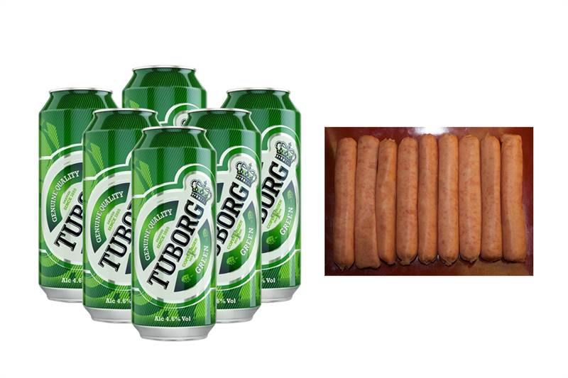 Tuborg Can Beer With Chiken Sausage