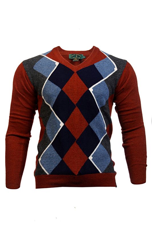 Menz V-neck Sweater in Scottish Checkprint
