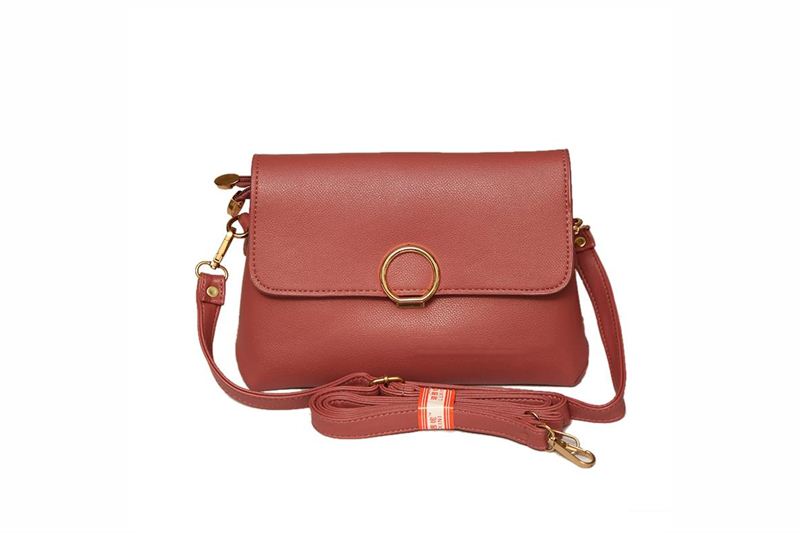 Maroon Side Bag with Flap (Steel Ring)