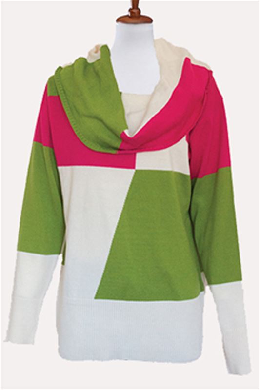 Cowlneck Tricolor Sweater (LL-16-10)