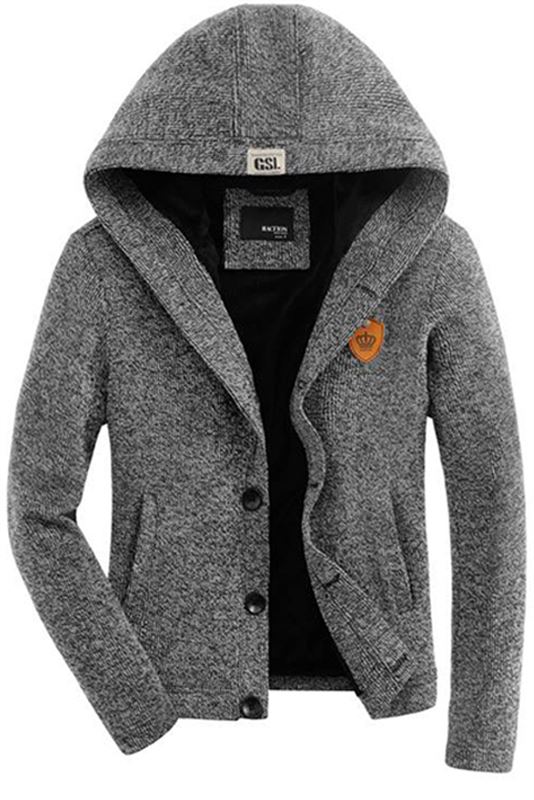 Men's Light Grey Buttoned Woolen Jacket (MJ 002)