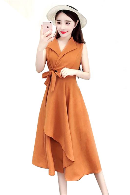 Orange Wrap Dress - Half Sleeved (WD 004)