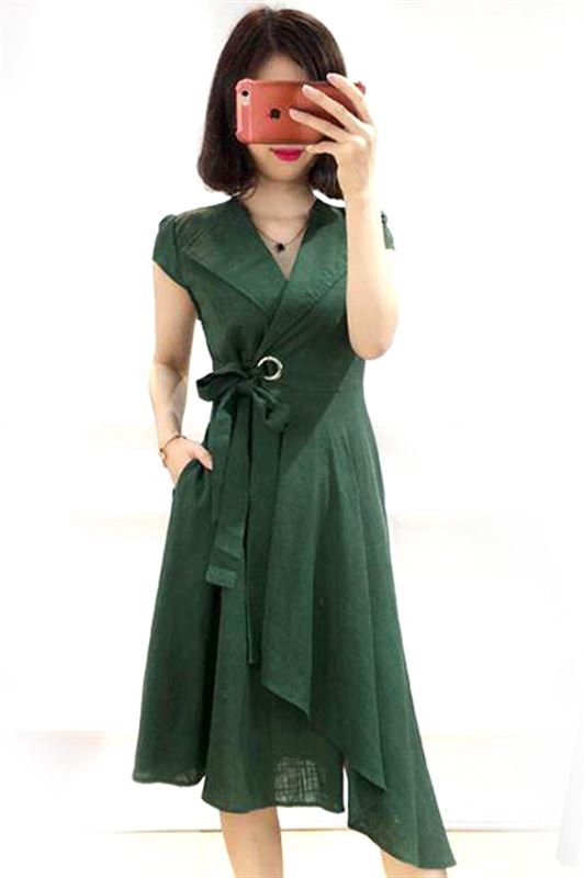 Green Wrap Dress - Half Sleeved (WD 007)