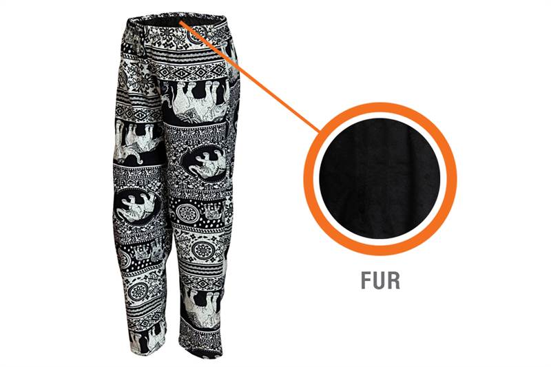 Elephant Printed Trousers with Fur Inside