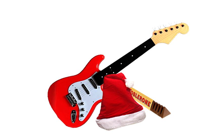 Kids Guitar with Santa Cap and Toblerone