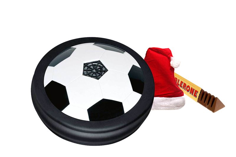 Hover Soccer with Santa Cap and Toblerone