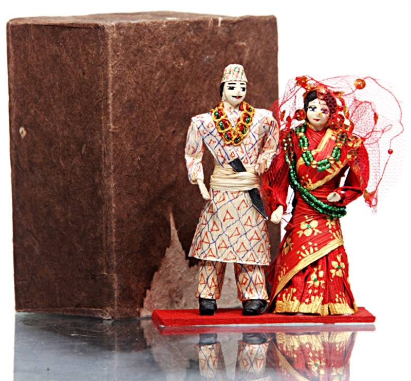 Typical Nepali Married Couple (Traditional Corn Husk Dolls)