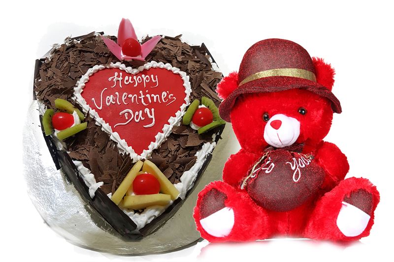 Love Combo 1 with a Big Teddy and Black Forest Cake from Chef's