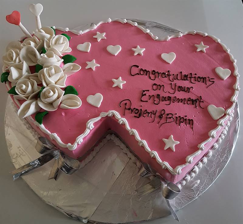 Double Heart Engagement Cake (3 Kg) from Chefs Bakery