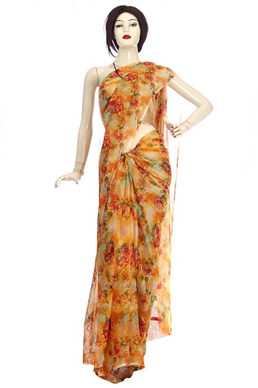 floral print chiffon saree online