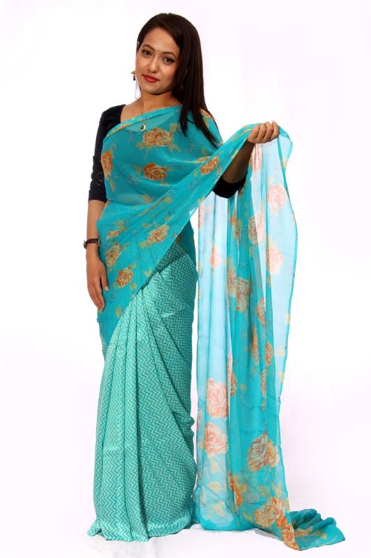 Printed Chiffon Sari 