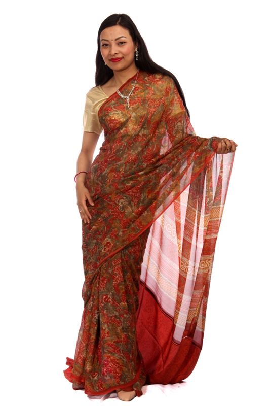 Printed Chiffon Sari - SareeNiva-08-B