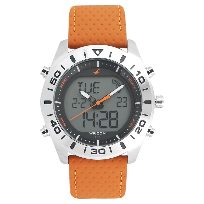 Fastrack Analog-Digital Orange Dial Men's Watch-38034SL01