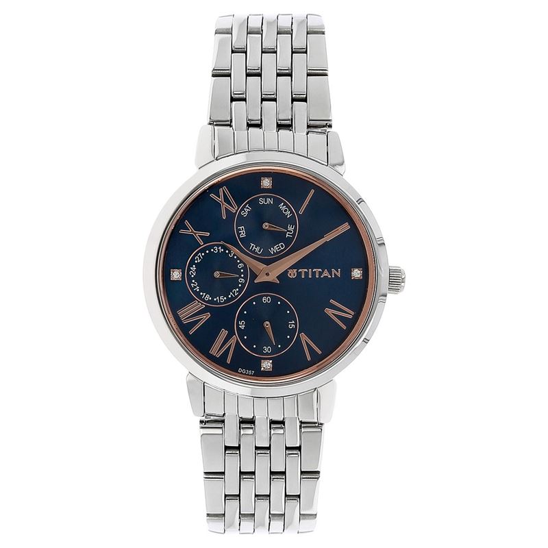 Titan Blue Dial Steel Strap Watch - 2569SM01