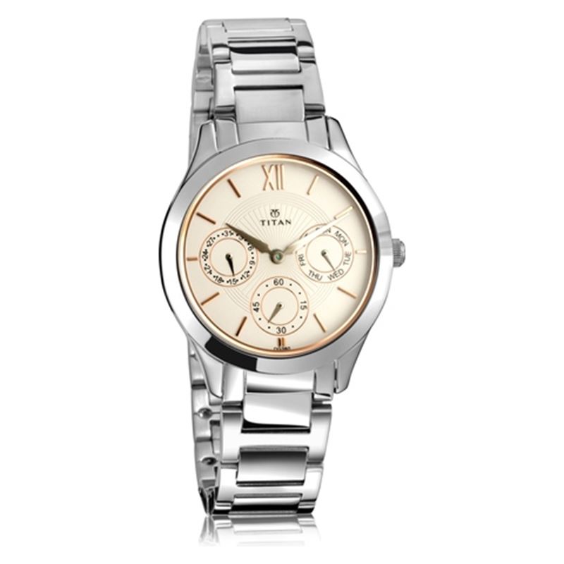 Titan Neo White Dial Multifunction Watch for Women - 2570SM03